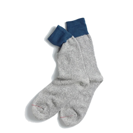 Rototo Double Face Crew Sock Blue / Gray