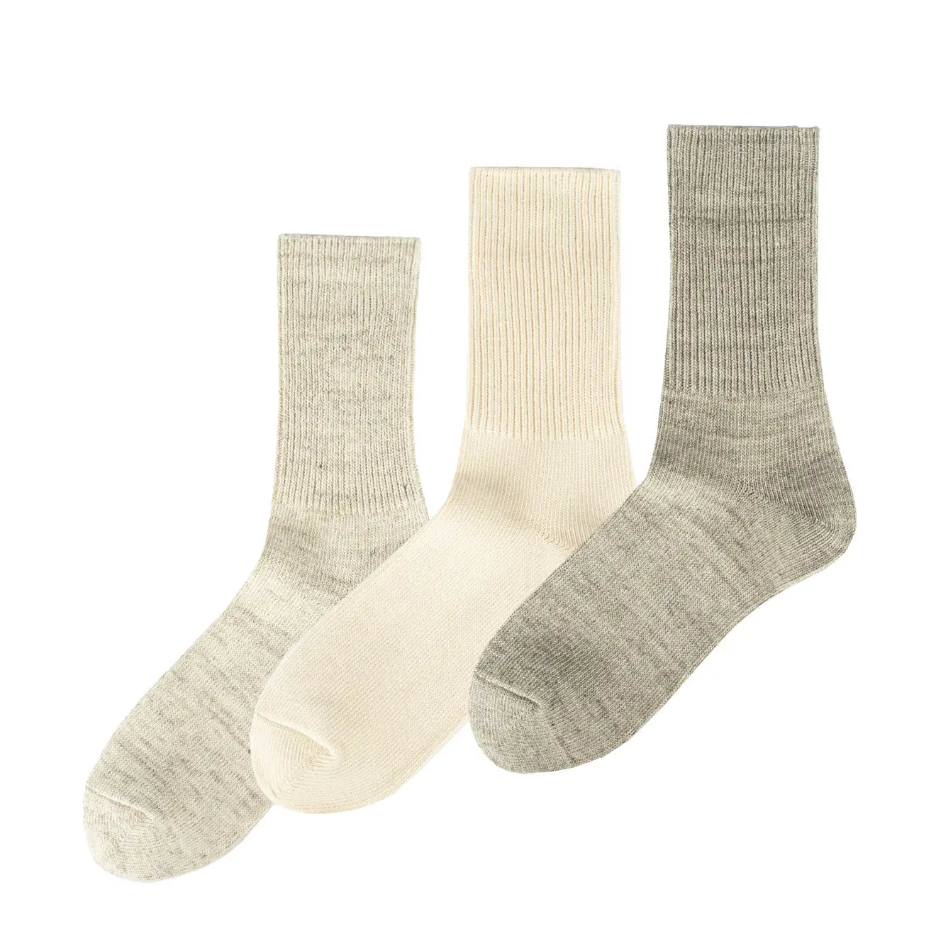 Rototo Organic Daily 3 Pack Ribbed Ecru / Gray