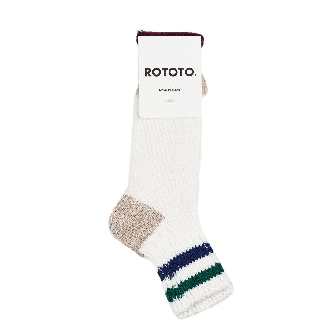 Rototo Two Stripe White / Green / Dark Blue