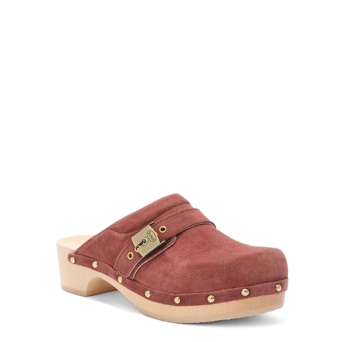 Scholl Pescura Clog 50 Wood Sandals Brick Red - pam pam 