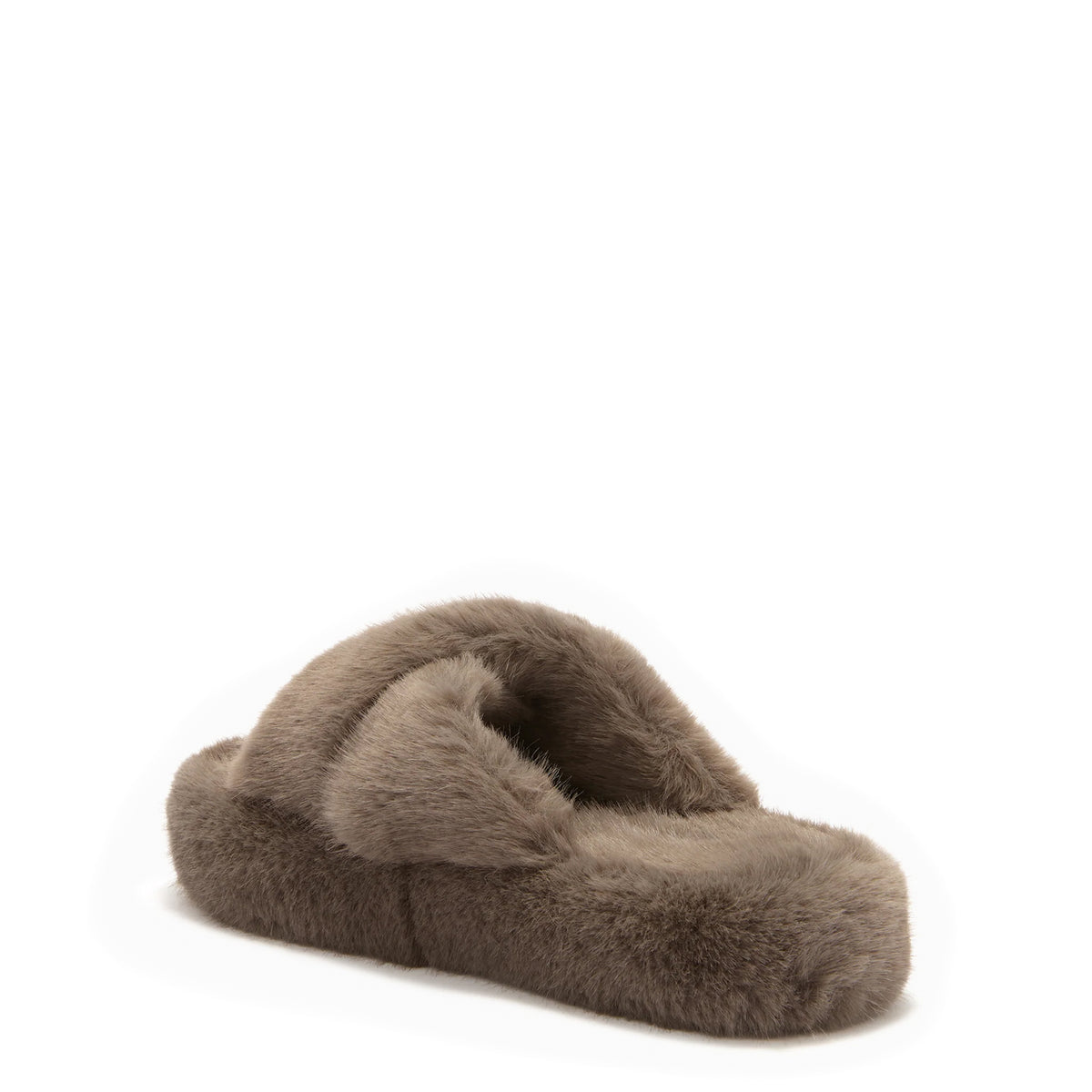 Scholl Womens Fluffy Cross Slippers Ash Grey