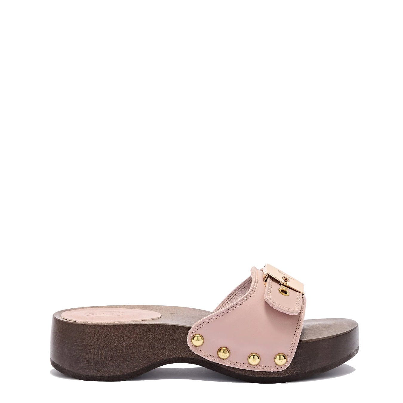 Scholl Womens Pescura Heel Wood Sandals Antique Pink