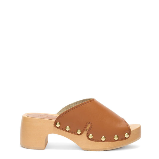 Scholl Womens Pescura Wave Wood Sandals Cognac