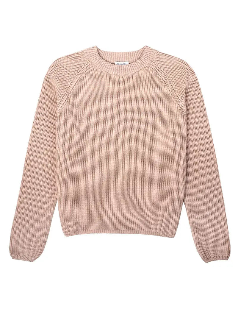 Sunspel Cotton Boxy Crew Neck Sweater Shell Pink Sunspel