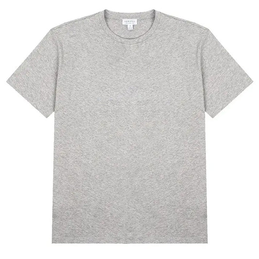 Sunspel Womens Boy Fit Crew Neck T Shirt Grey Melange