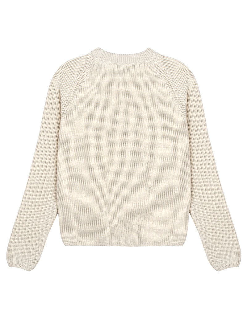 Sunspel Womens Cotton Boxy Crew Neck Sweater Ecru Sunspel