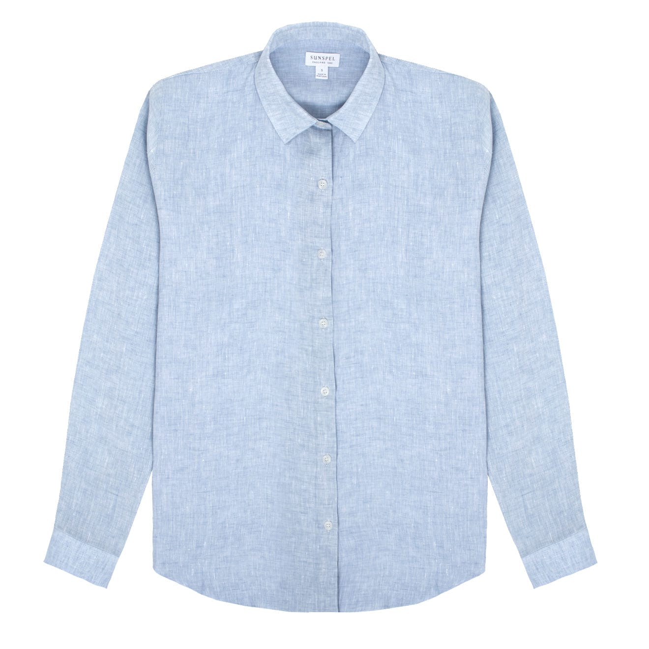 Sunspel LS Linen Shirt Blue Mist