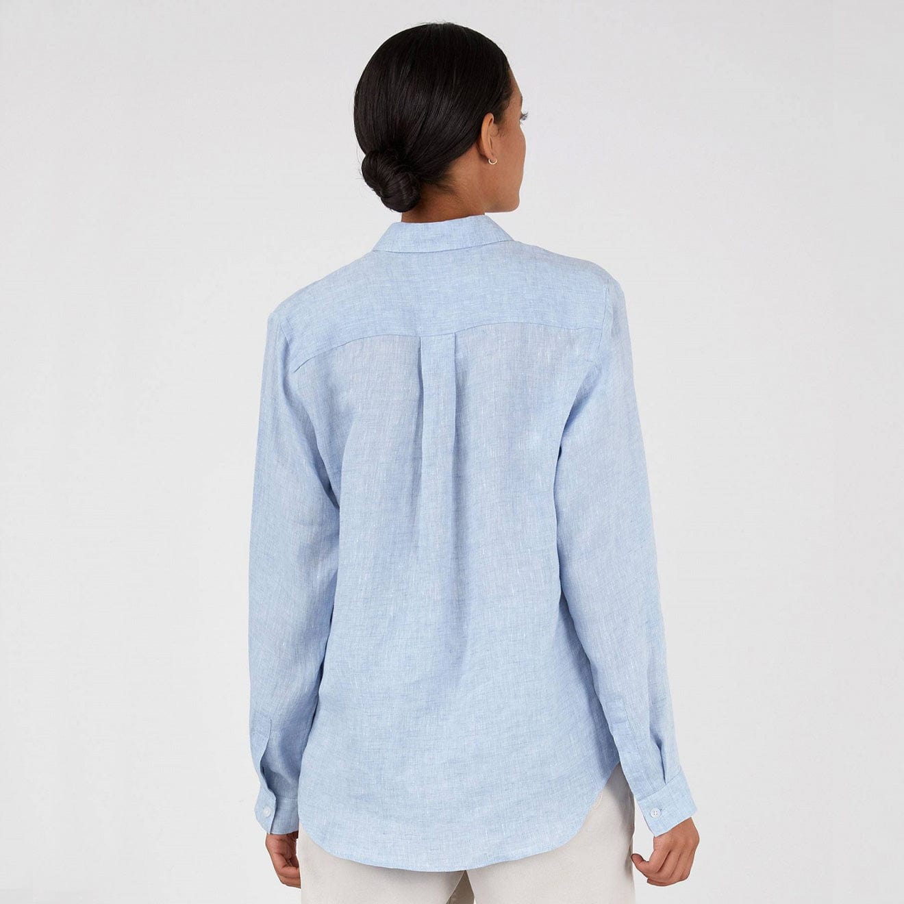 Sunspel LS Linen Shirt Blue Mist