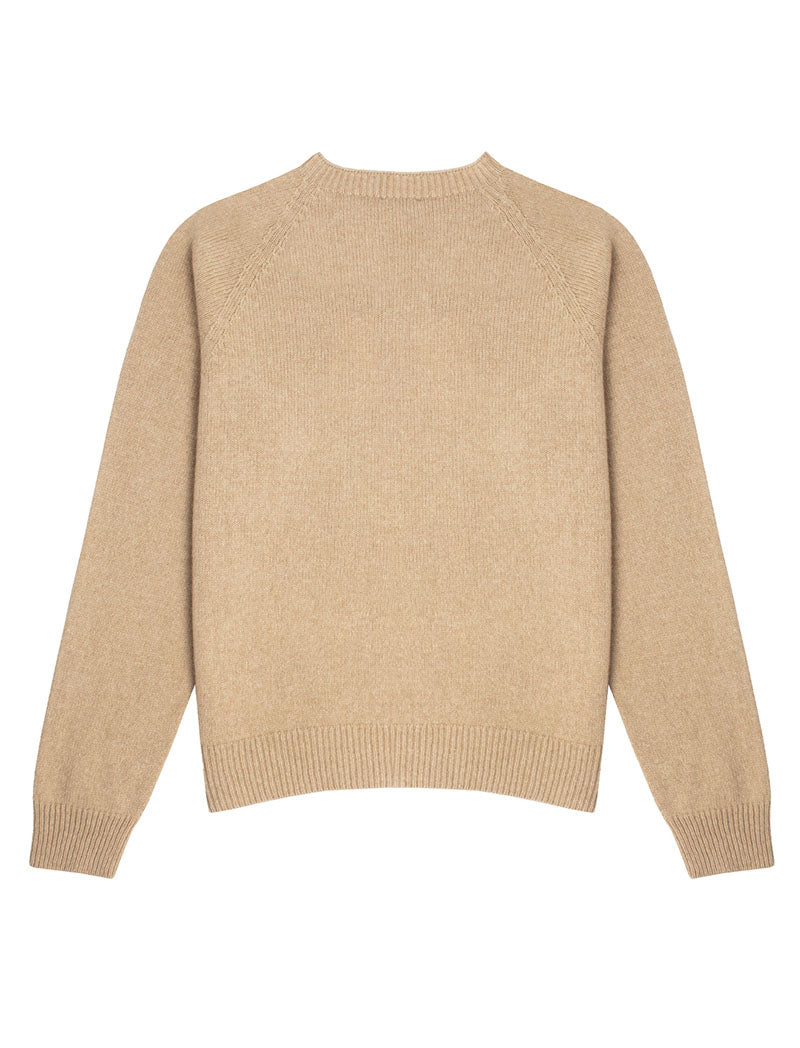 Sunspel Womens Lambswool Crew Neck Jumper Light Camel Sunspel