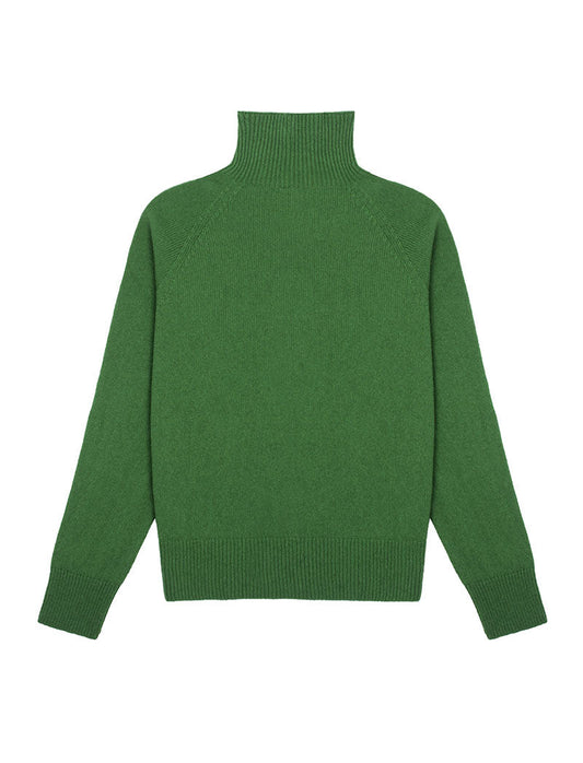 Sunspel Womens Lambswool Funnel Neck Jumper Bright Green Sunspel