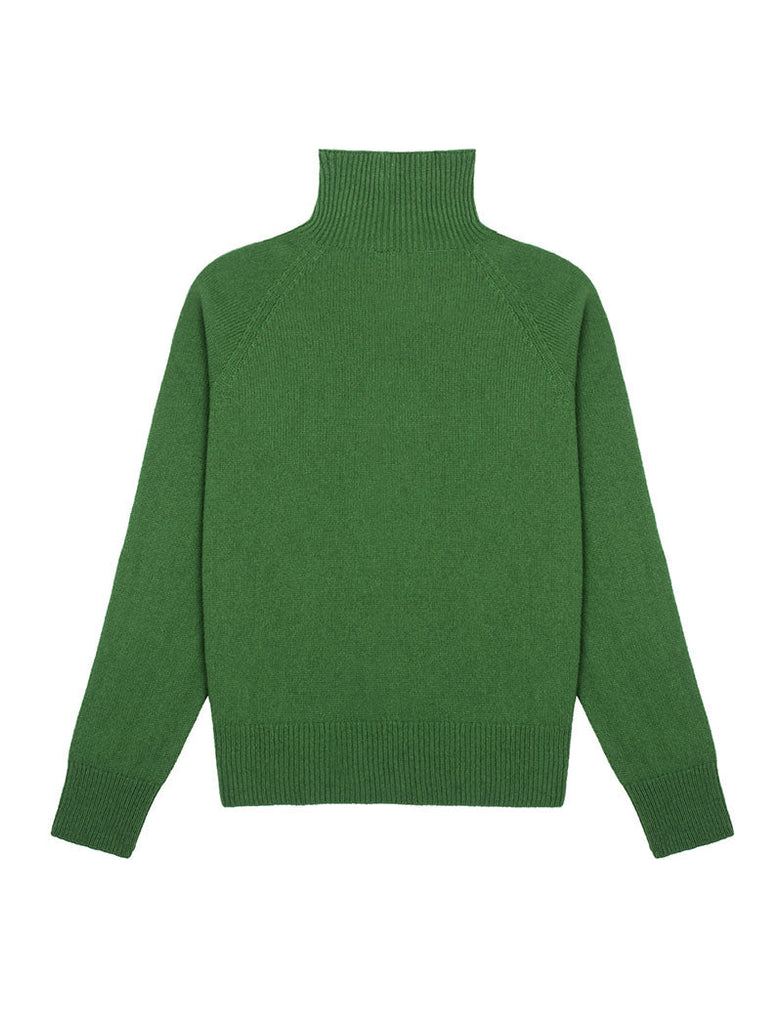 Sunspel Womens Lambswool Funnel Neck Jumper Bright Green Sunspel