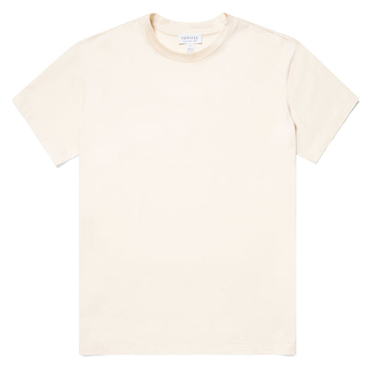 Sunspel Womens Boy-Fit Crew Neck T-Shirt Undyed