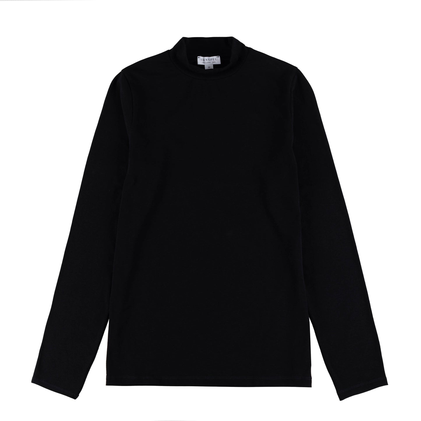 Sunspel Womens Mock Neck L/S Top Black - pam pam 