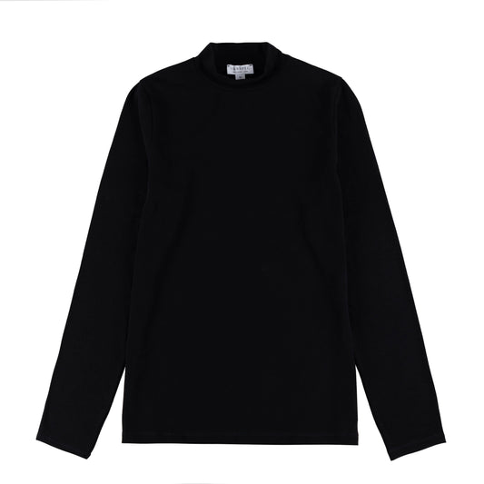Sunspel Womens Mock Neck L/S Top Black - pam pam
