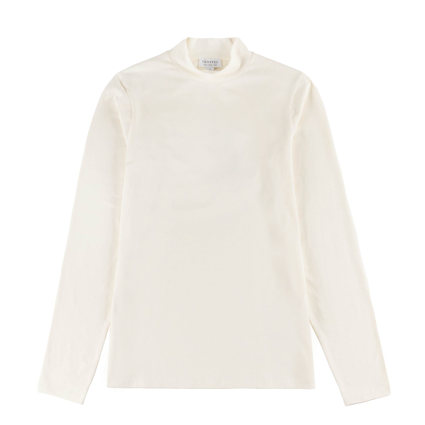 Sunspel Womens Mock Neck L/S Top Ecru - pam pam 