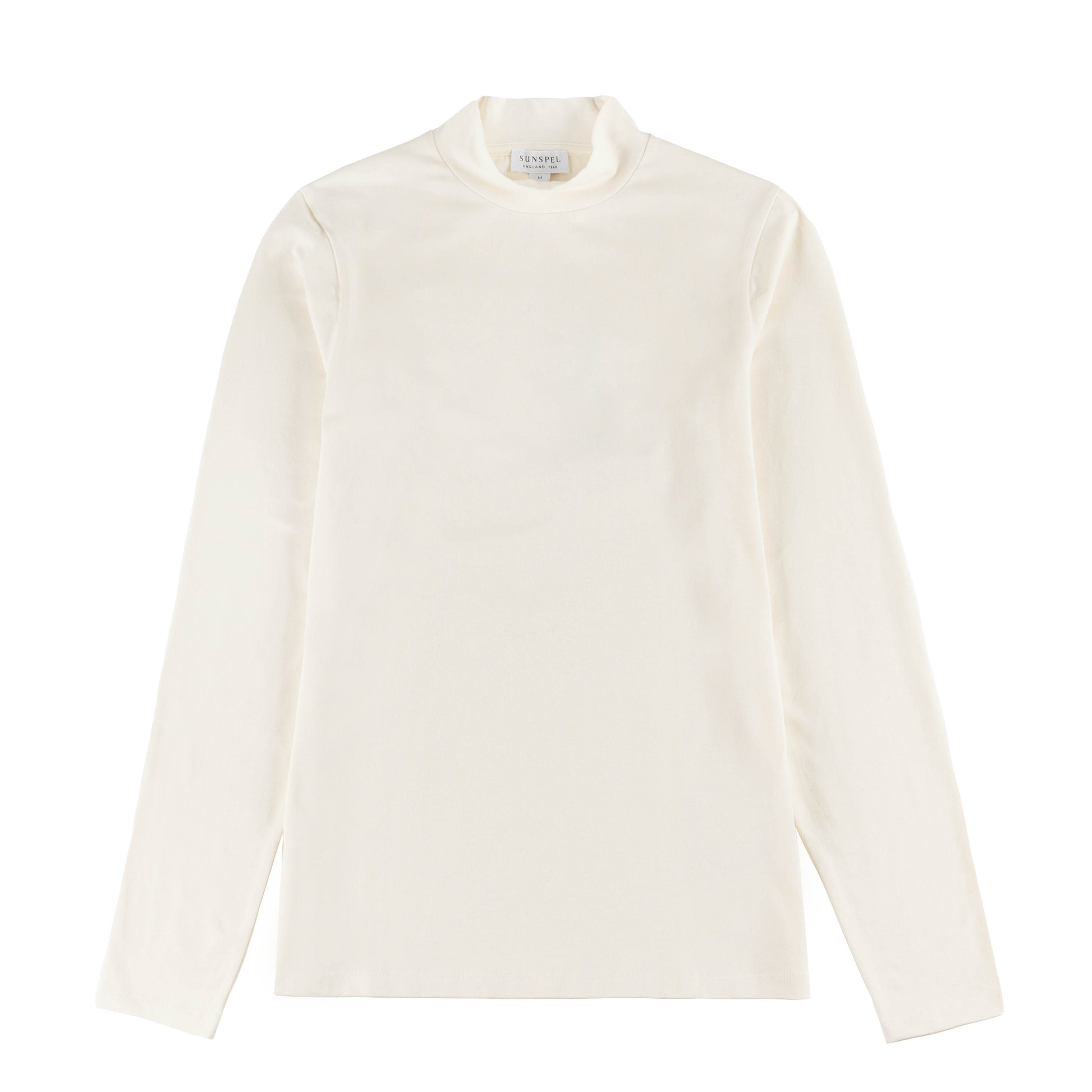 Sunspel Womens Mock Neck L/S Top Ecru - pam pam 