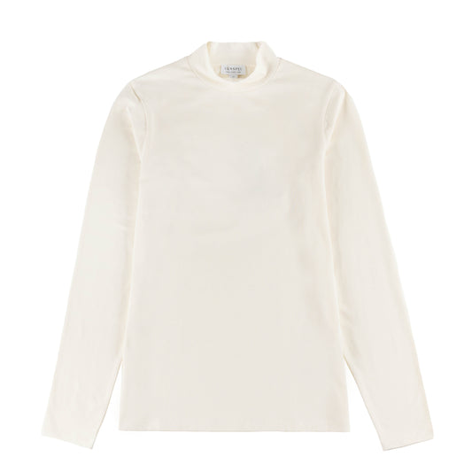 Sunspel Womens Mock Neck L/S Top Ecru - pam pam