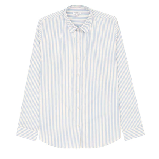 Sunspel Womens Classic Shirt Blue/Ecru Stripe