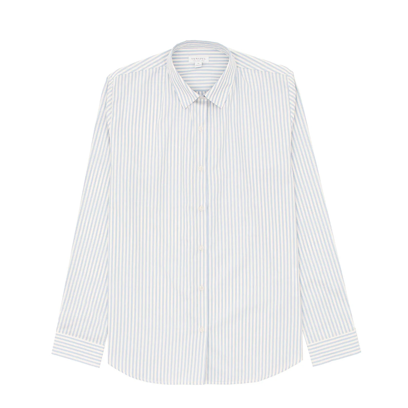 Sunspel Womens Classic Shirt Blue/Ecru Stripe