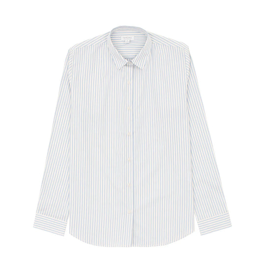 Sunspel Womens Classic Shirt Blue/Ecru Stripe
