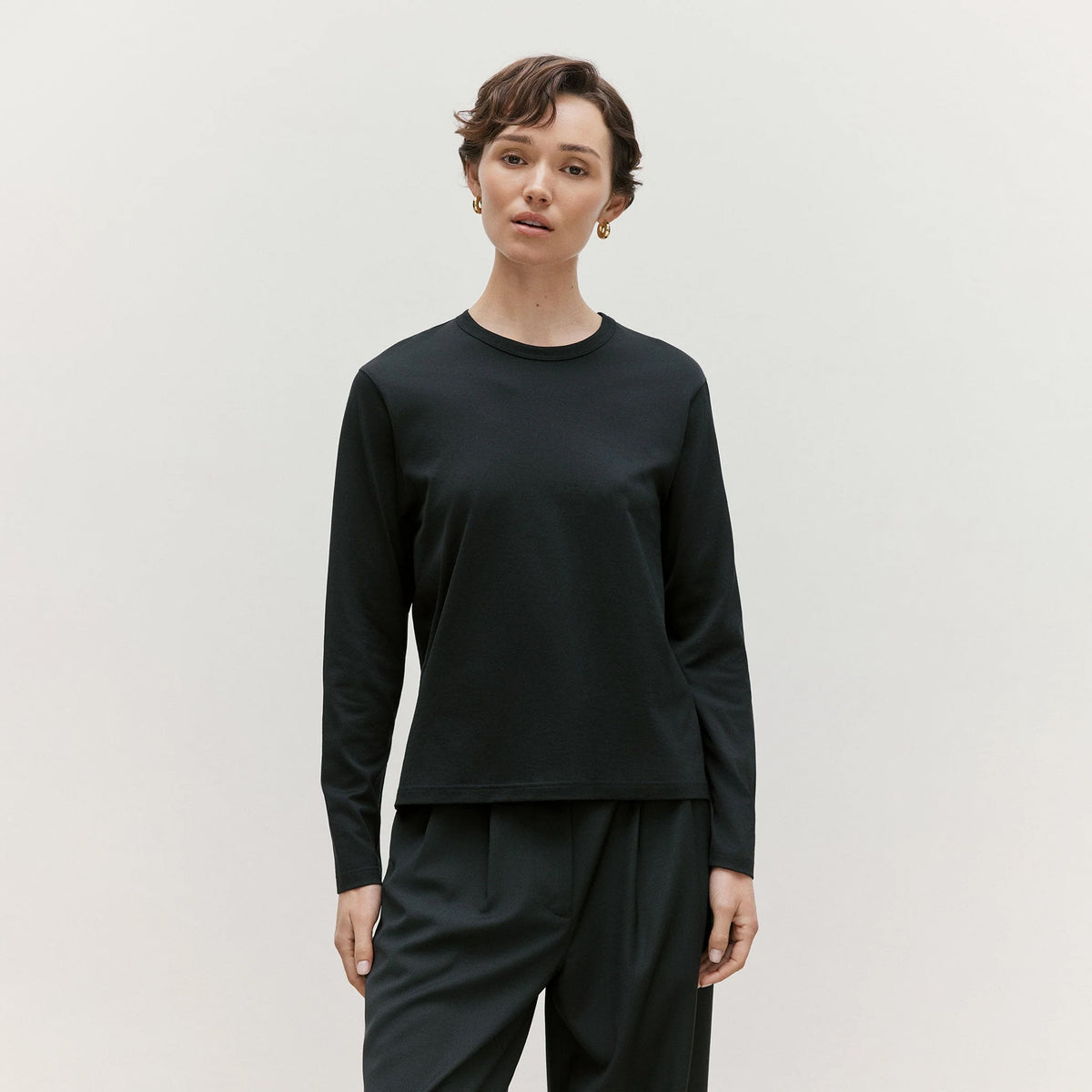 Sunspel Womens Everyday L/S T-Shirt Black