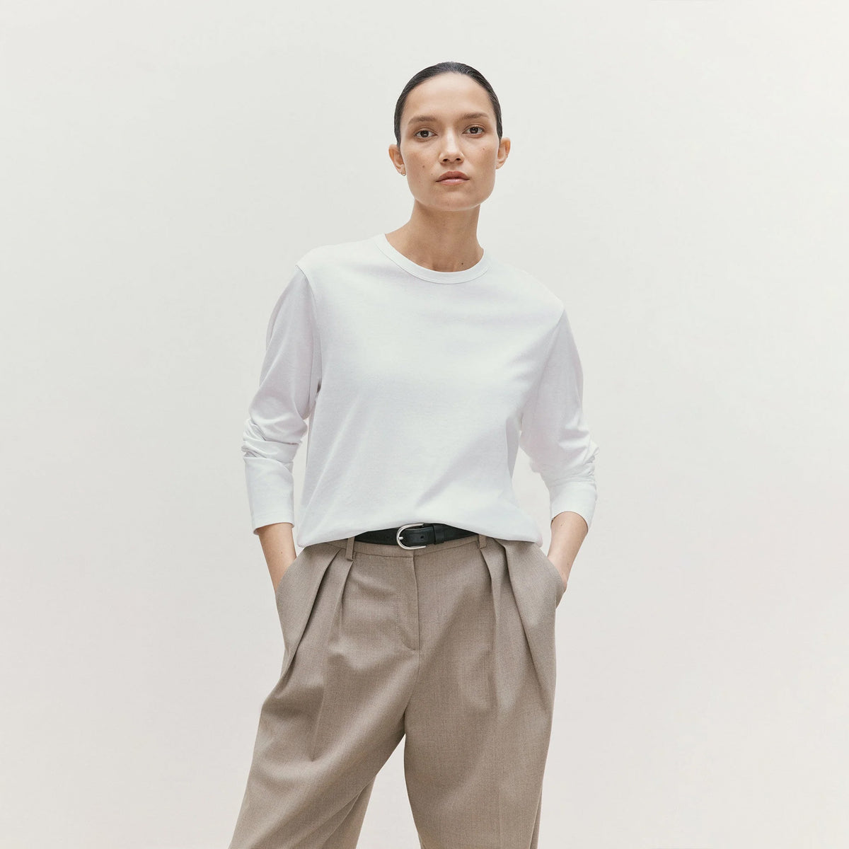 Sunspel Womens Everyday L/S T-Shirt White
