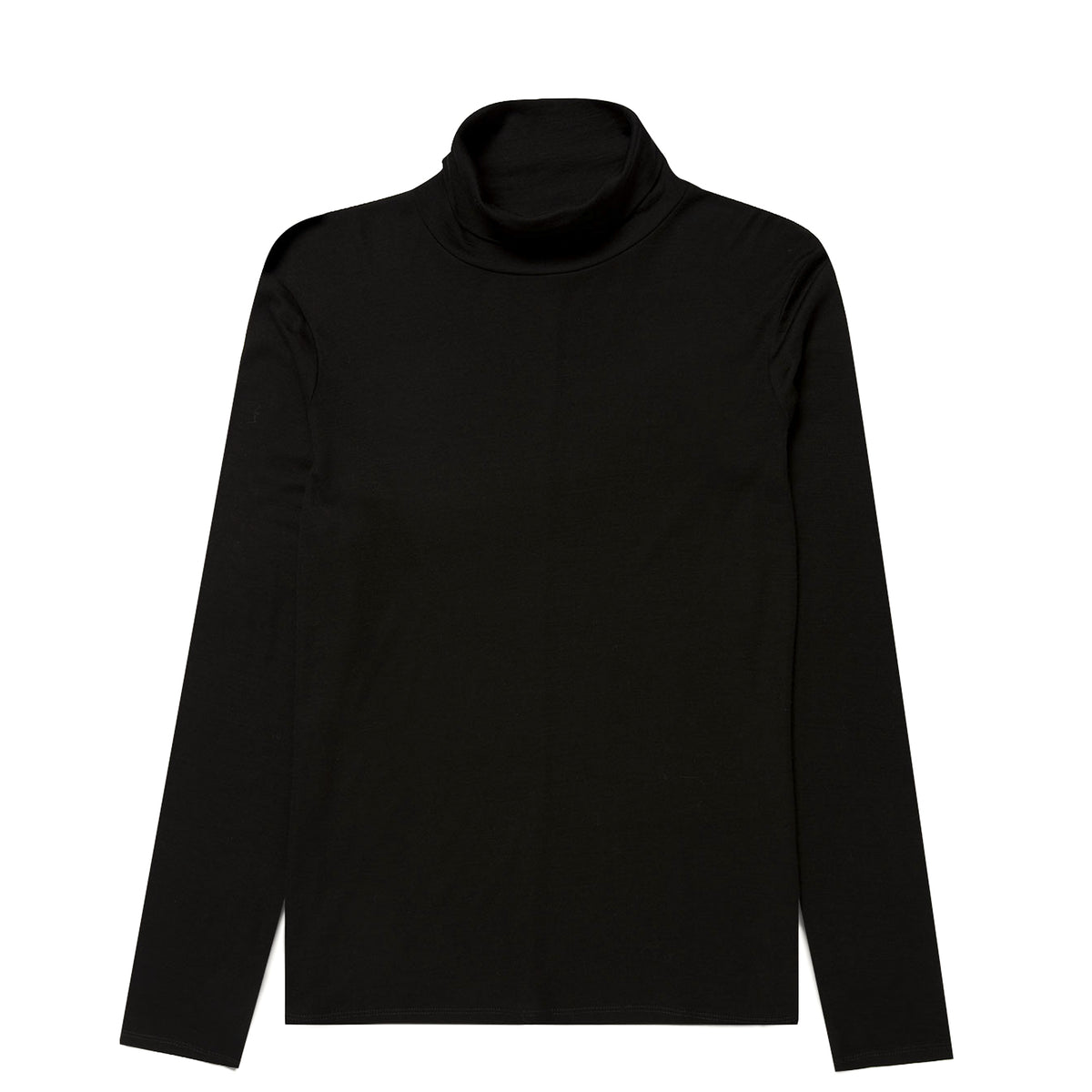Sunspel Womens Fine Wool Jersey L/S Funnel Neck Top Black