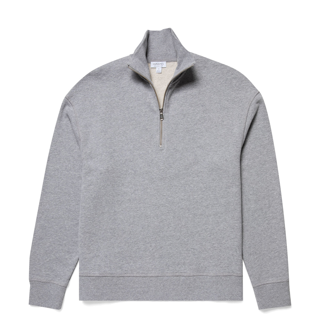 Sunspel Womens Half Zip Loopback Sweatshirt Grey Melange