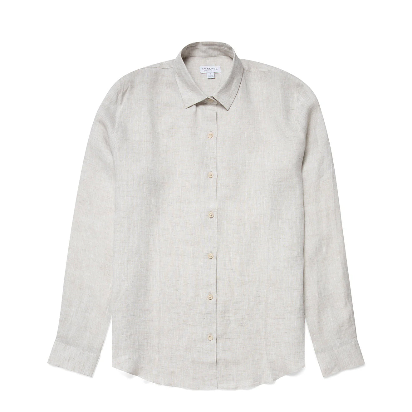 Sunspel Womens L/S Shirt Oatmeal Melange Linen