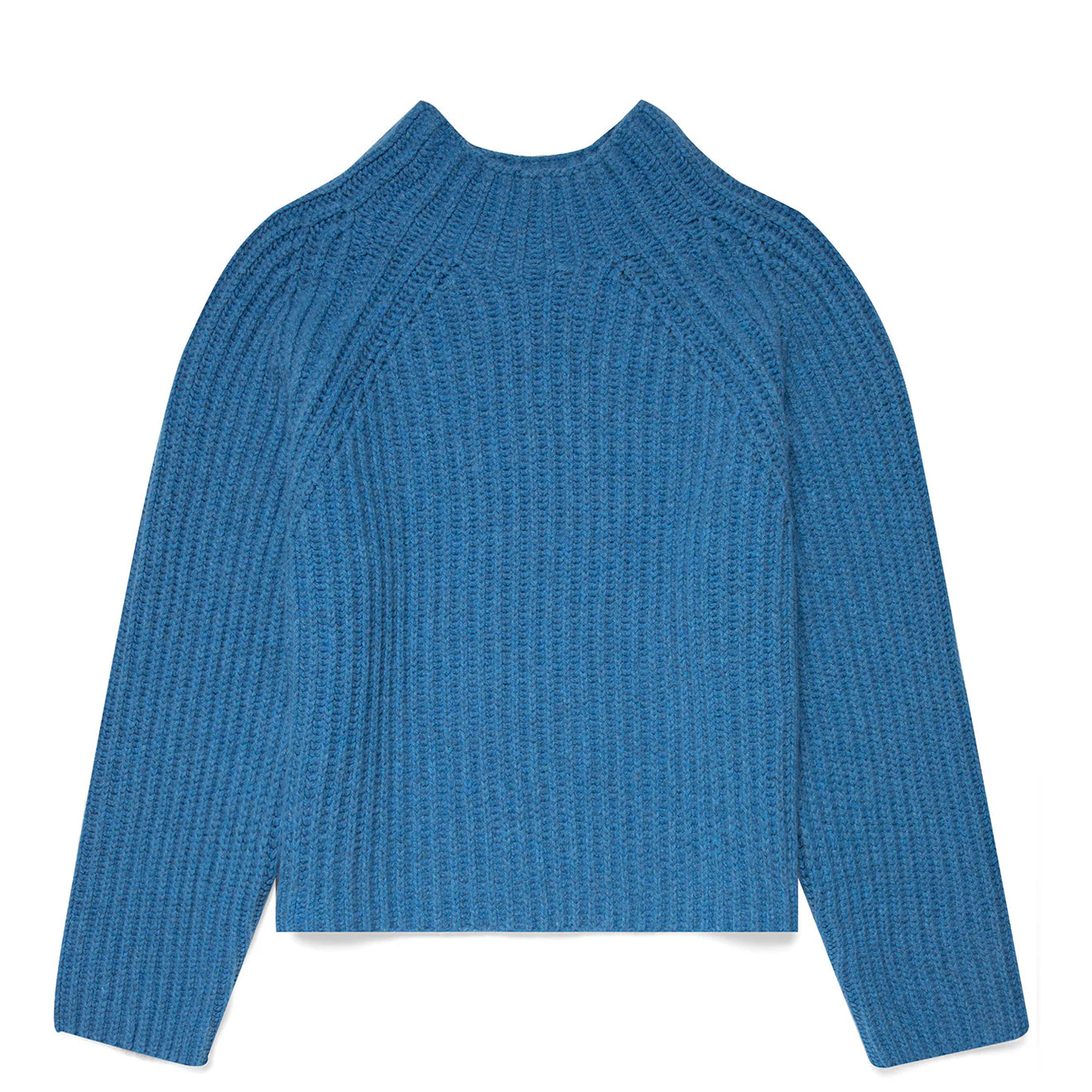 Sunspel Womens Lambswool Chunky Funnel Neck Jumper Blue Jean