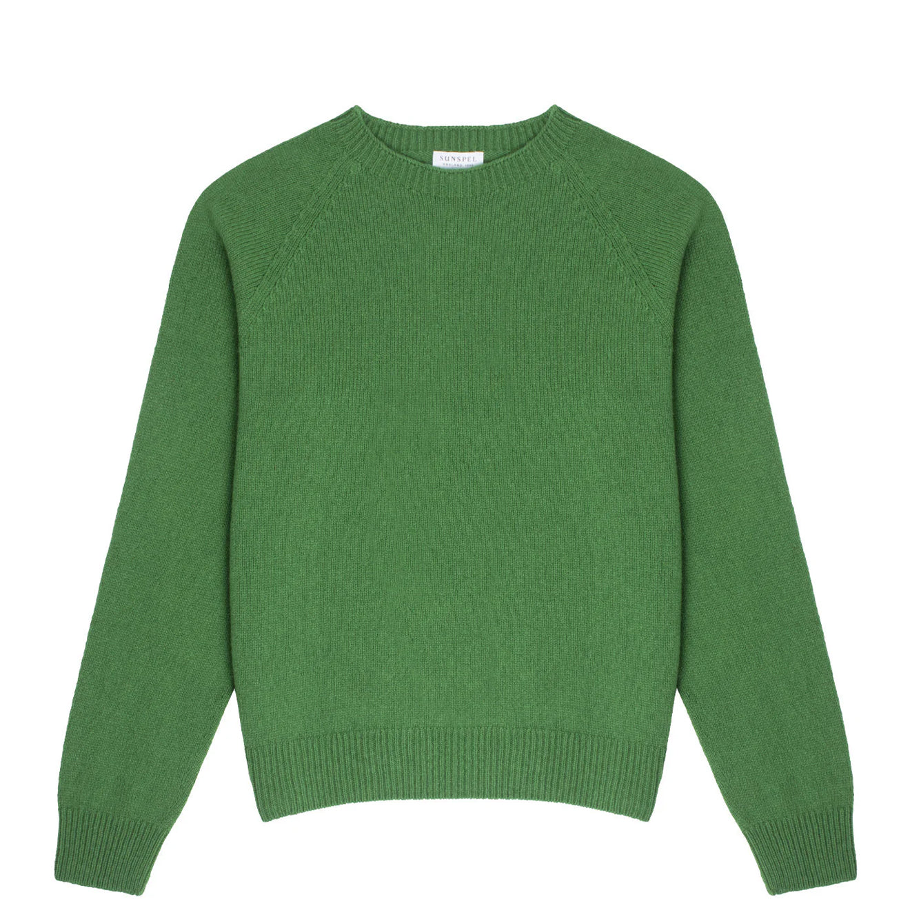 Sunspel Womens Lambswool Crew Neck Jumper Bright Green