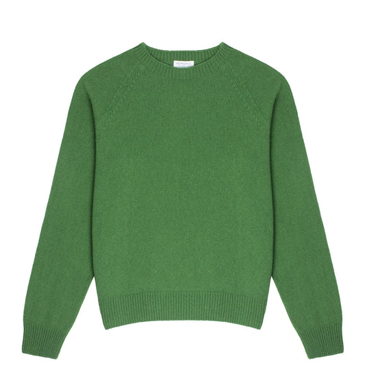 Sunspel Womens Lambswool Crew Neck Jumper Bright Green