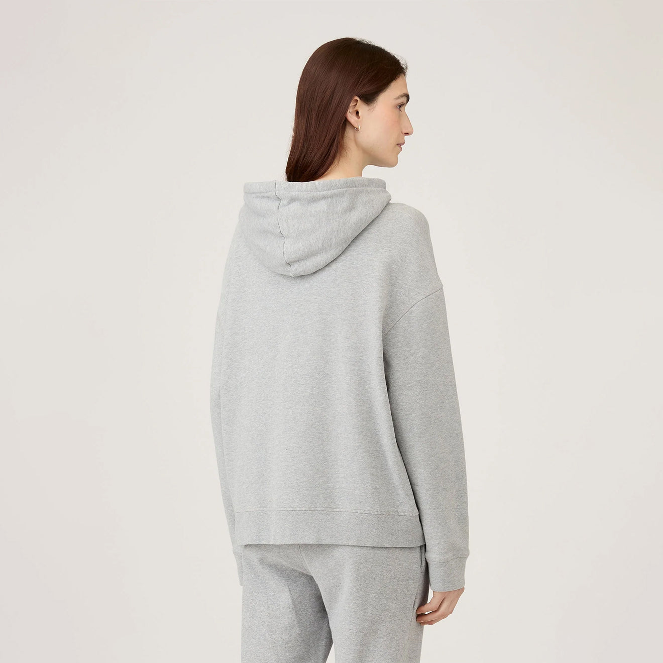 Sunspel Womens Loopback Hoody Grey Melange - pam pam 