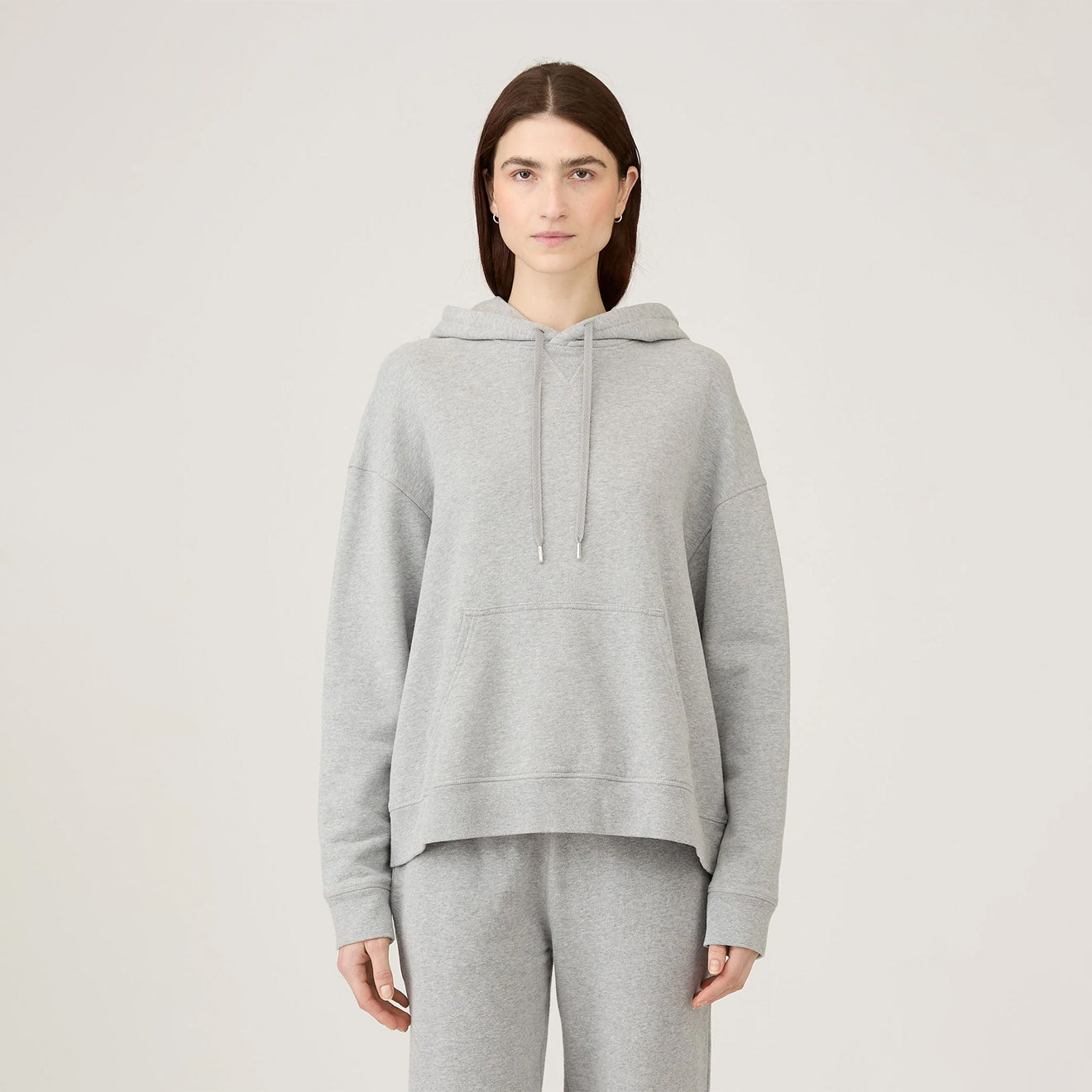 Sunspel Womens Loopback Hoody Grey Melange - pam pam 