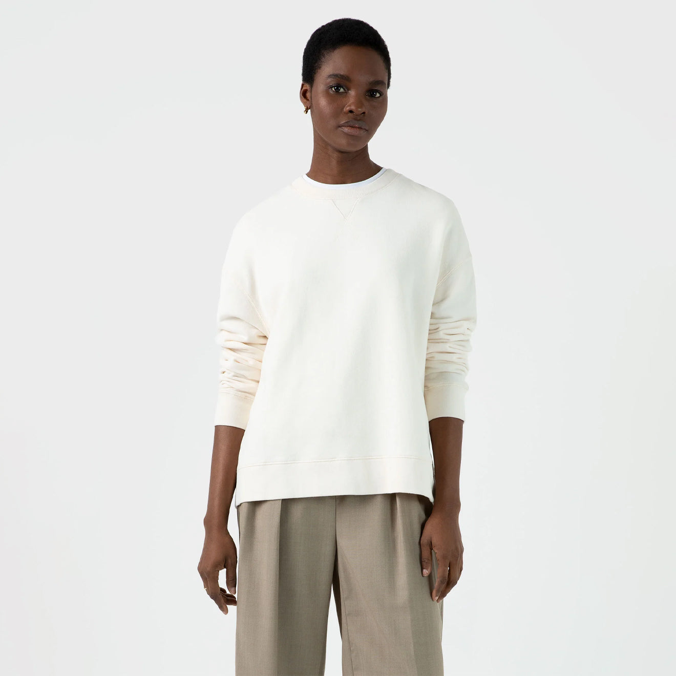 Sunspel Womens Loopback Sweatshirt Archive White