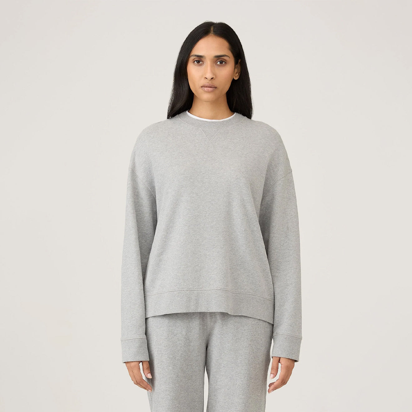 Sunspel Womens Loopback Sweatshirt Grey Melange