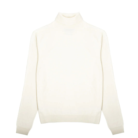 Sunspel Womens Merino Silk Roll Neck Sweater Ivory