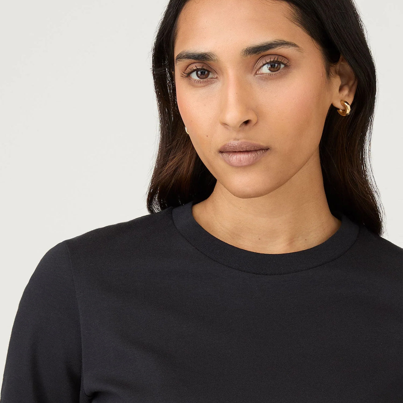 Sunspel Womens Mid Sleeve T-Shirt Black