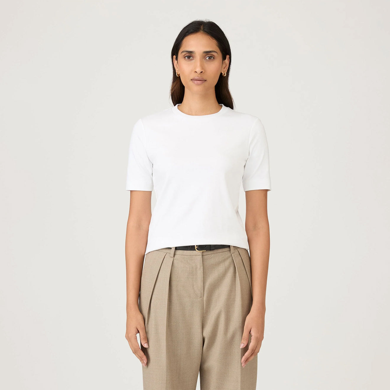 Sunspel Womens Mid Sleeve T-Shirt White