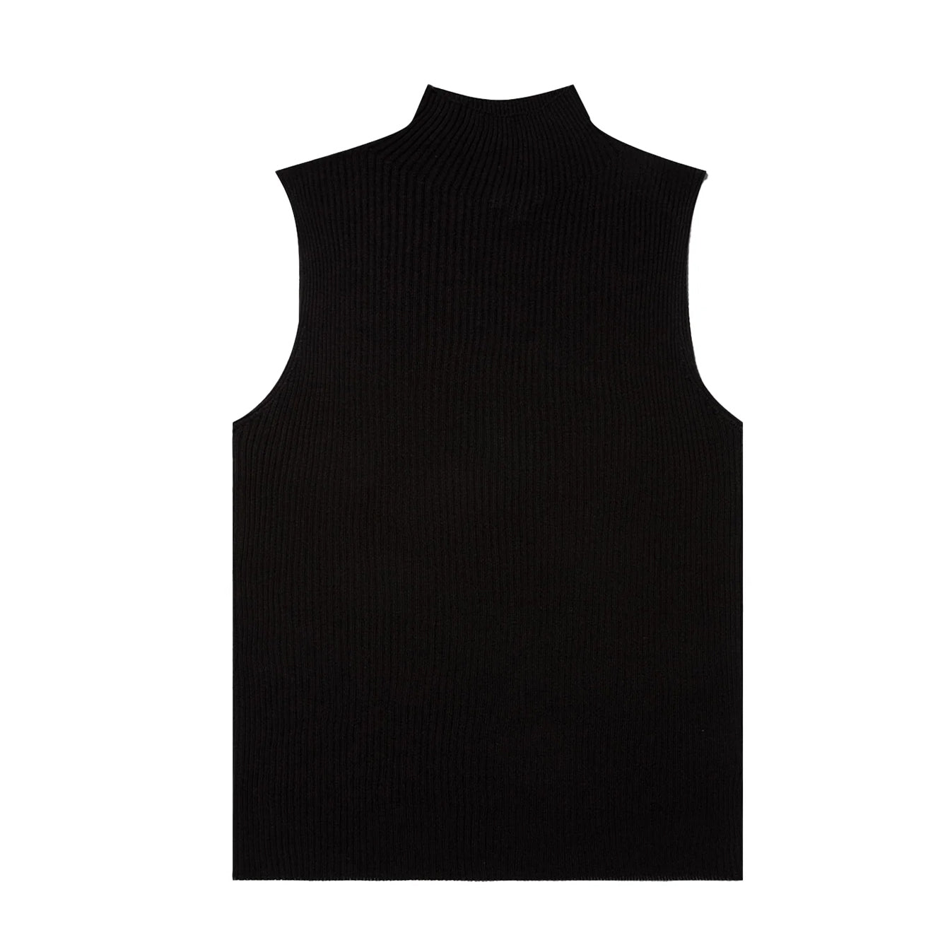 Sunspel Womens Mulberry Silk Rib Vest Jumper Black