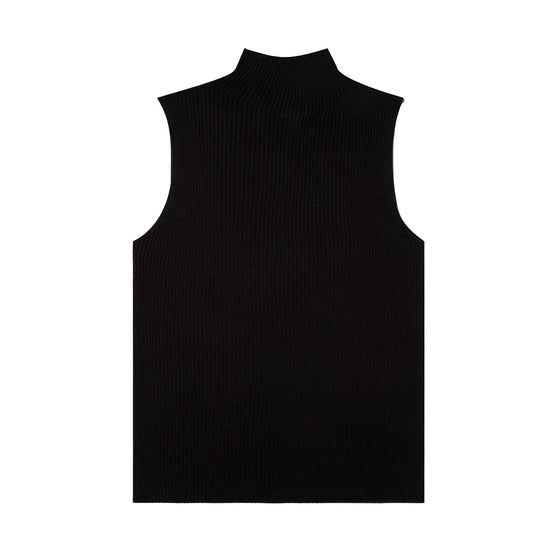 Sunspel Womens Mulberry Silk Rib Vest Jumper Black