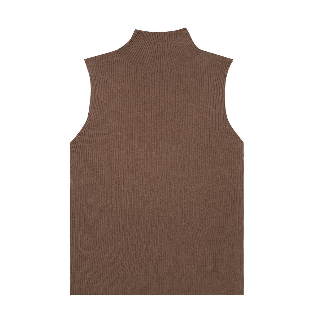 Sunspel Womens Mulberry Silk Rib Vest Jumper Dark Sand