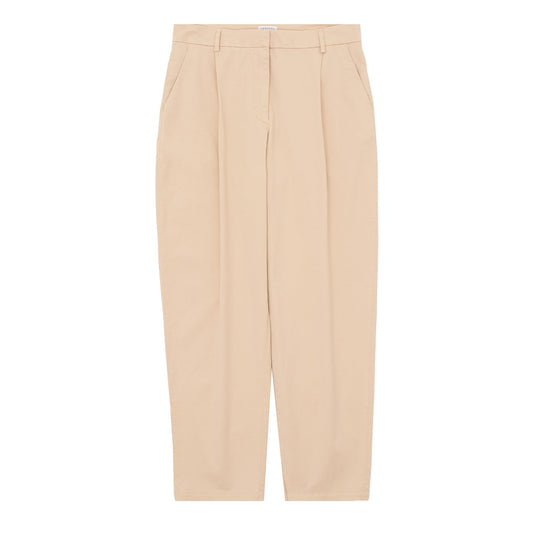 Sunspel Womens Pleated Chino Light Stone