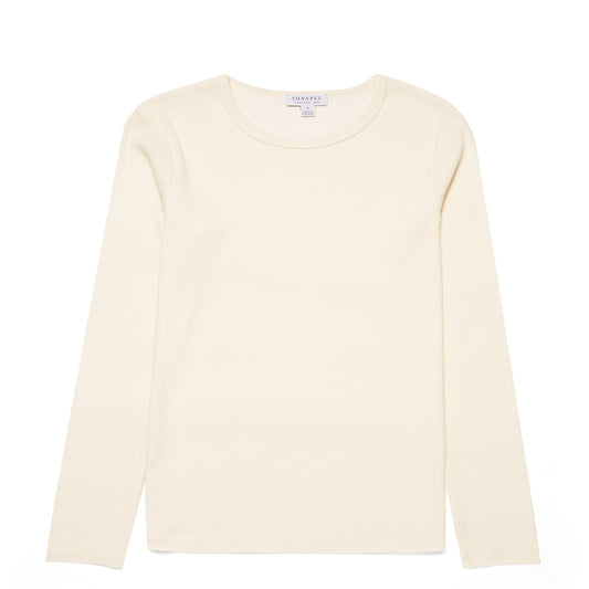 Sunspel Womens Rib L/S T-Shirt Ecru - pam pam