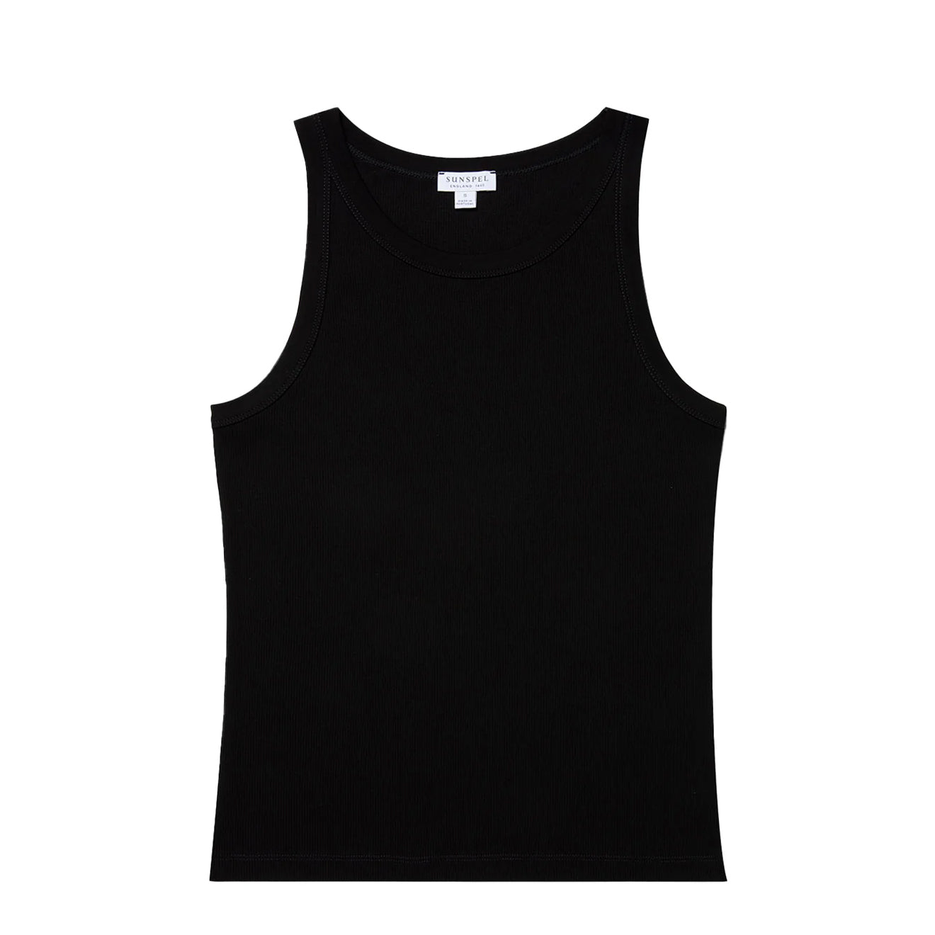 Sunspel Womens Ribbed Tank Top Black
