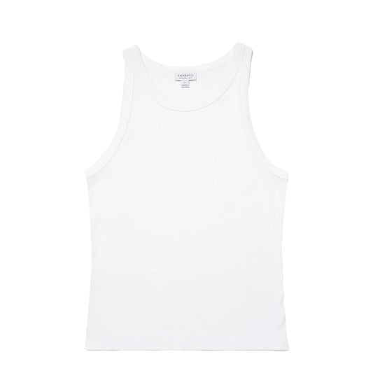 Sunspel Womens Ribbed Tank Top White