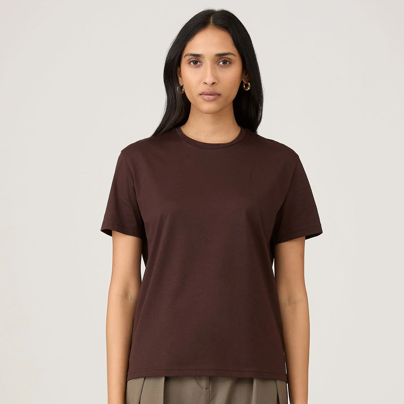 Sunspel Womens S/S Boy Fit T-Shirt Truffle - pam pam 