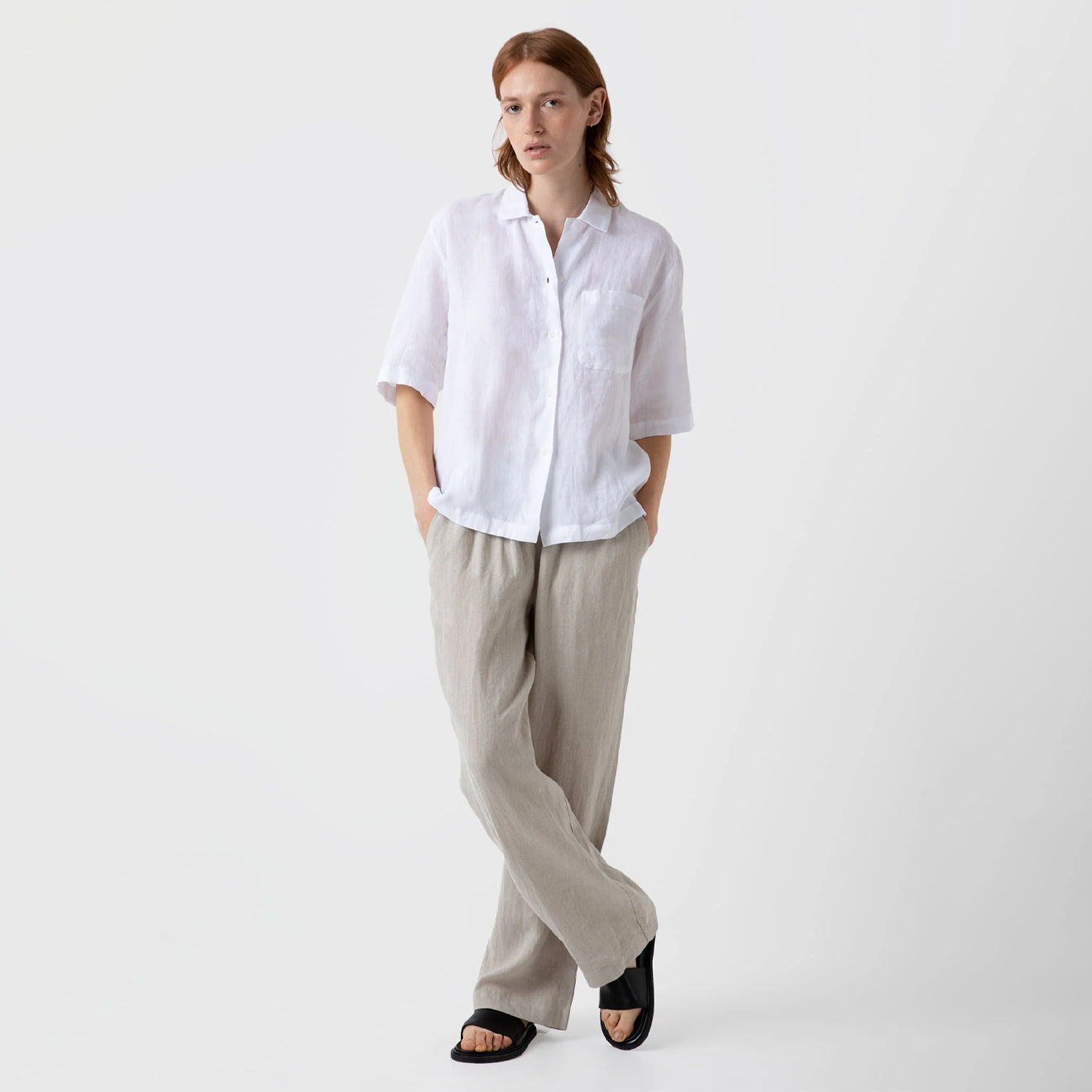 Sunspel Womens S/S Shirt White