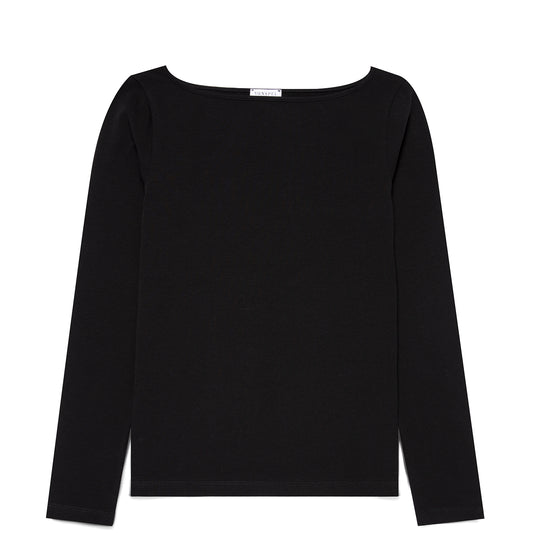 Sunspel Womens Slash Neck L/S Top Black - pam pam