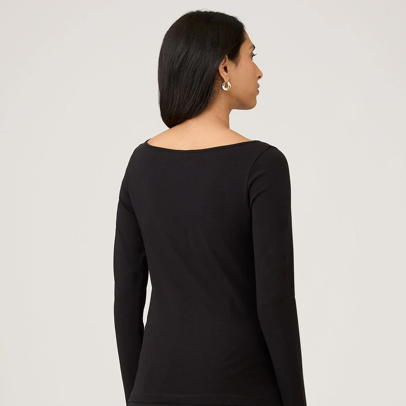 Sunspel Womens Slash Neck L/S Top Black - pam pam 